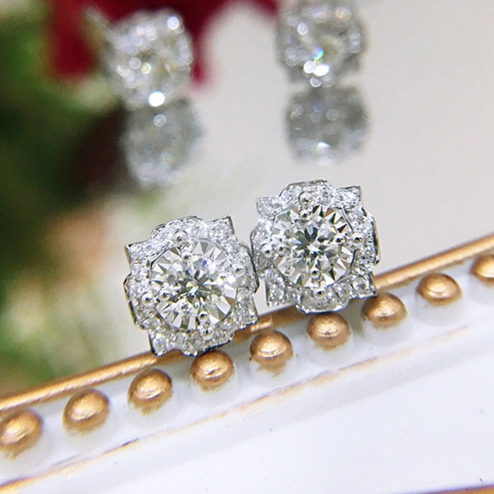 All-match crystal flower earrings exquisite earrings