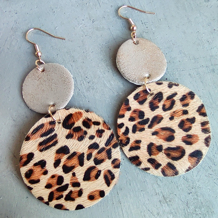 Leopard and Cow Print Leather Earrings with Western Style