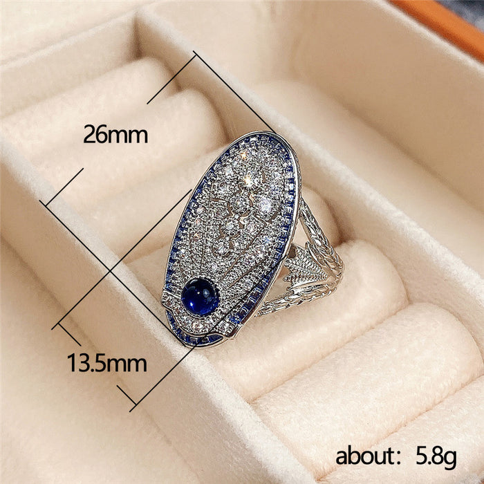 Vintage hollow palace style royal blue ring wedding anniversary gift