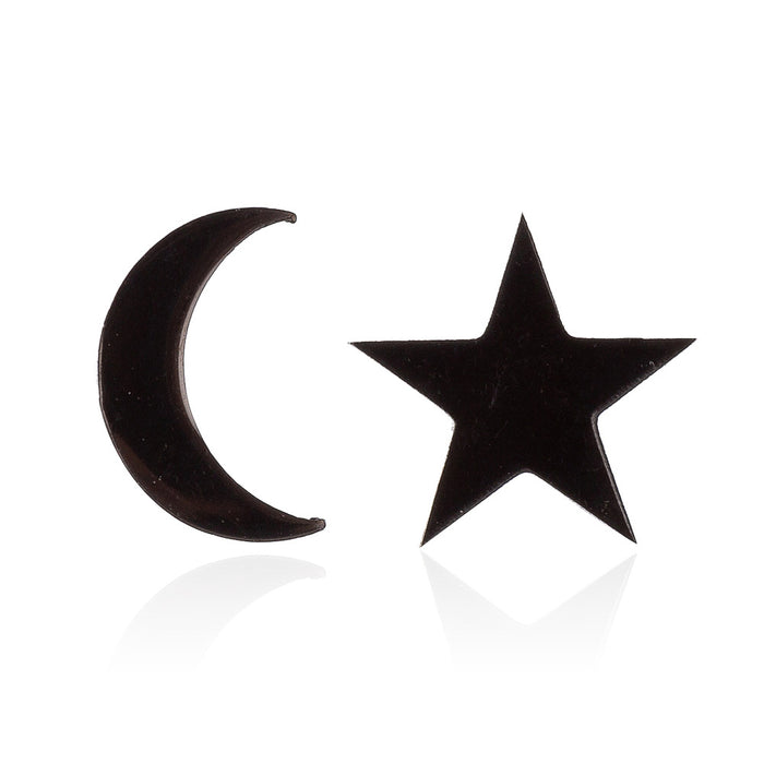 Black star and moon earrings, cross-border new stainless steel simple star and moon earrings personalized accessories wholesale