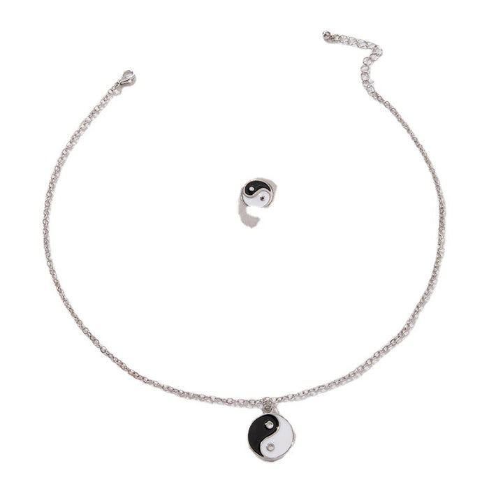 Yin-Yang Pendant Necklace and Ring Set - Trendy Ins-Style Jewelry