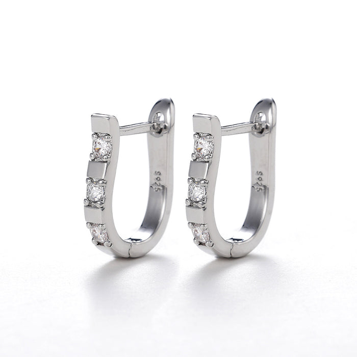 U-shaped earrings zircon geometric simple female earrings