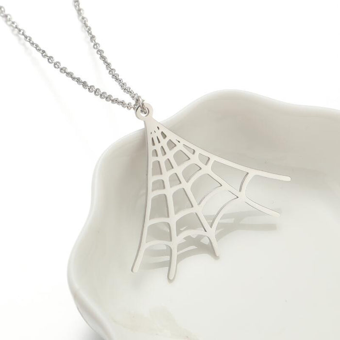 Spider web pendant necklace, European and American Halloween fashion clavicle chain earrings set for women ins style