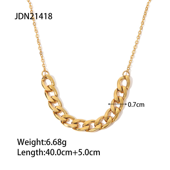 Collar de acero inoxidable con cadena de serpiente y colgante - Joyería de moda para mujer