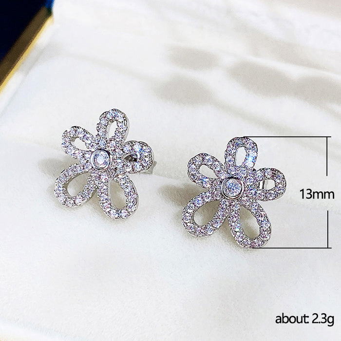 Large zircon earrings, fashionable and simple earrings