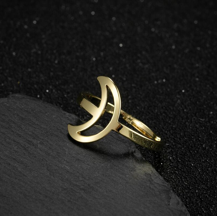 Simple stainless steel moon ring, retro open ring wholesale