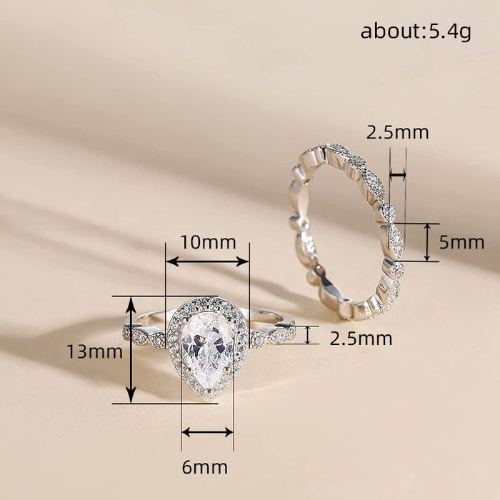 Vintage horse eye ring water drop pear shaped wedding ring - wallojewerly 