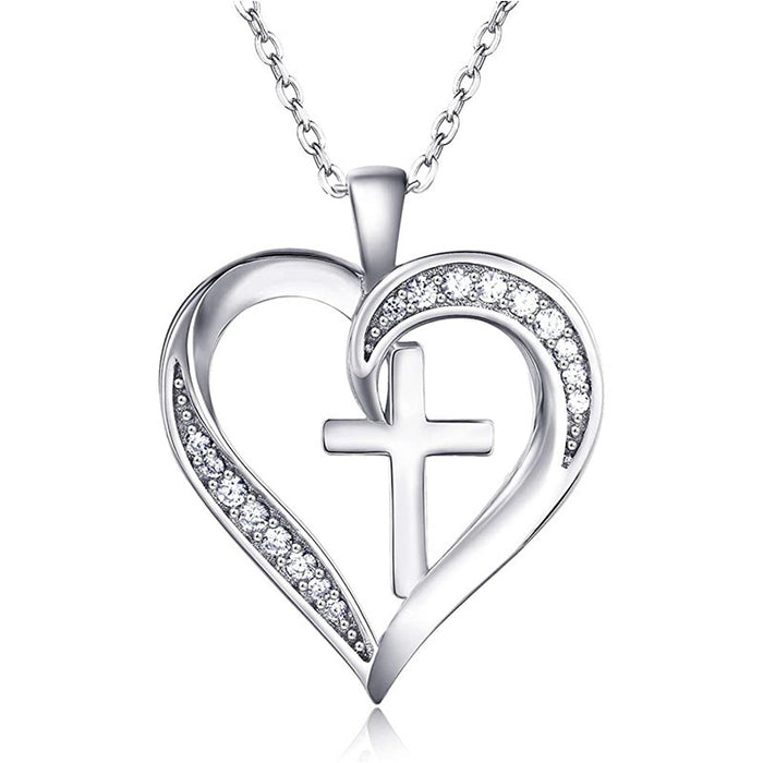 Cross necklace for women, love heart, luxury design, pendant necklace