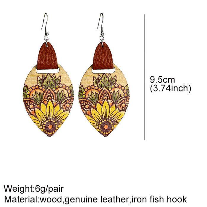 Wooden sunflower earrings