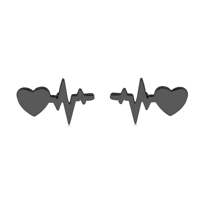 Heartbeat earrings, geometric love electrocardiogram lightning earrings ins fashion personality earrings European and American new styles