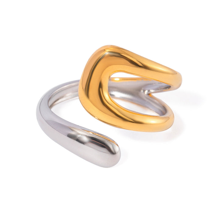 18k gold and stainless steel contrast open ring