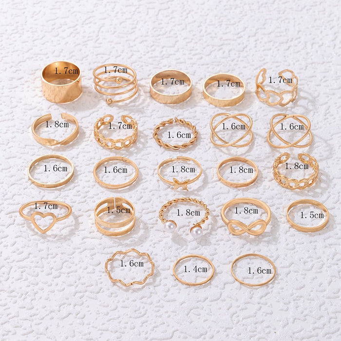 Minimalist Gold Ring Set - Simple Geometric Multi-Piece Rings for Women