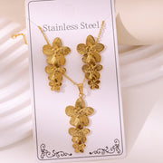 Wholesale 304 stainless steel hydraulic gold-plated earrings and necklace sets - wallojewerly 