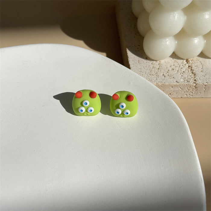 Funny little monster earrings personality cartoon dinosaur animal resin earrings