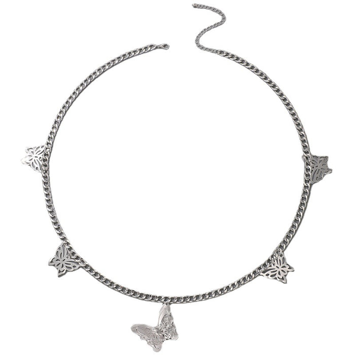 Hollow butterfly geometric animal single layer metal waist chain