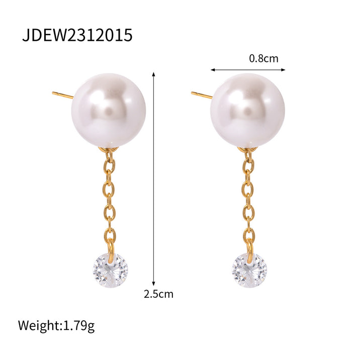 Stainless steel pearl earrings titanium steel earrings 18K gold-plated jewelry