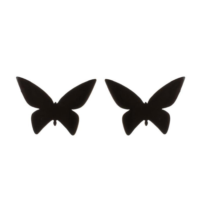 Butterfly earrings, double stainless steel female models small fresh hollow Korean style wings Yiwu small commodity wholesale