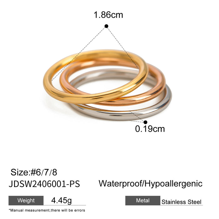 Stainless Steel Minimalist Ring - High-End Ins Style Gold Color Tarnish-Resistant Rings