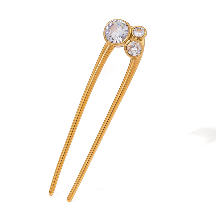 White zircon U-shaped hairpin, high-end hair fork