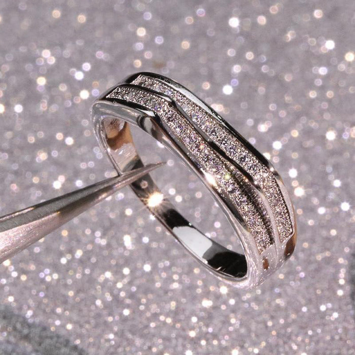 Simulation ring for women, double-layer staggered design ring, European and American cross-border hot-selling jewelry