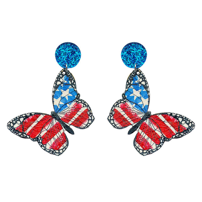 Wooden slippers patriotic earrings