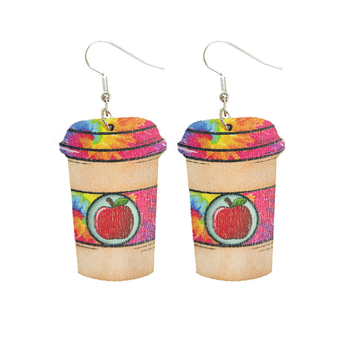 Wooden drink cup earrings