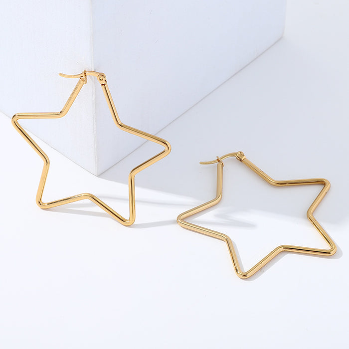 Five-pointed star earrings trendy titanium steel earrings