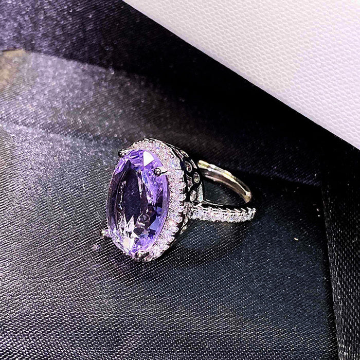 Imitation amethyst zircon ring engagement colored gemstone ring