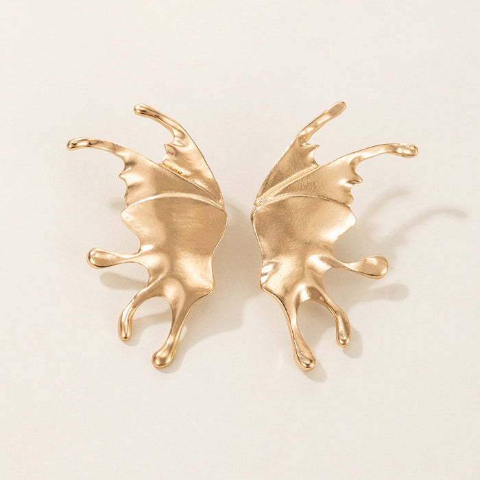 Butterfly Wings Geometric Gold Stud Earrings