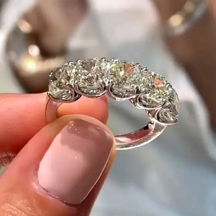 Anillo de compromiso con circonita y diamante redondo, elegante anillo de joyería para cena