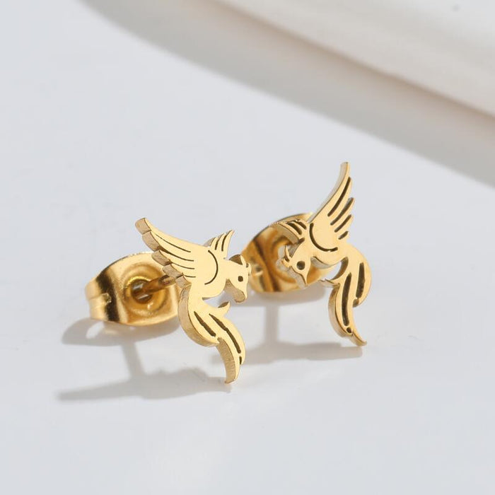 Phoenix Stainless Steel Stud Earrings - Mini and Elegant Animal Jewelry