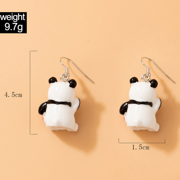 Resin panda ear hook little yellow duck animal earrings