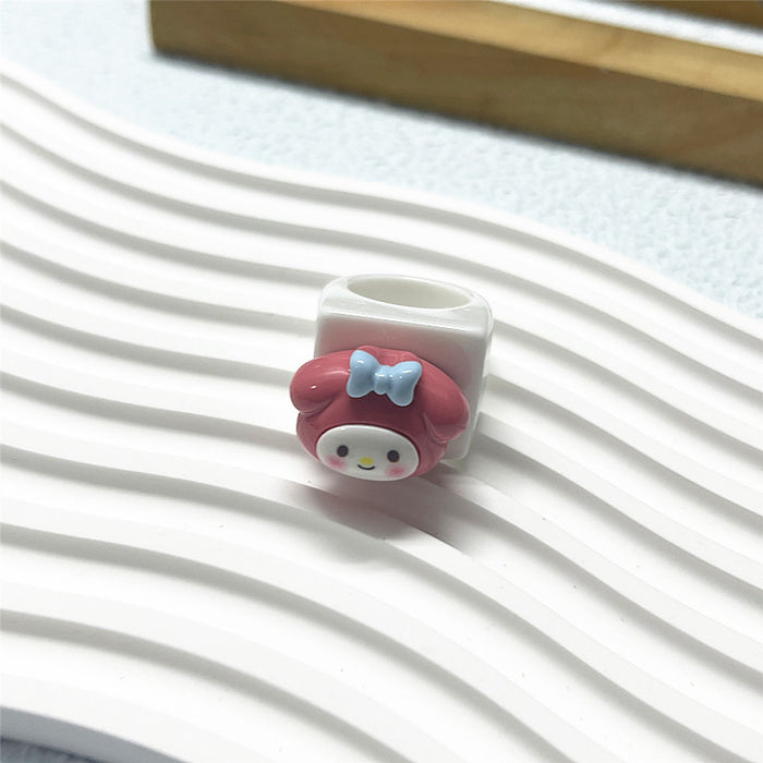 Colorful geometric bear resin closed ring