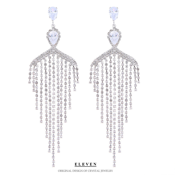Vintage Rhinestone Tassel Earrings - Creative Statement Jewelry for Women