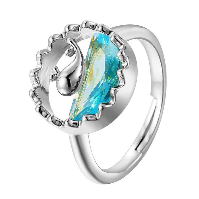 Wholesale copper diamond-encrusted whale ocean-themed rings