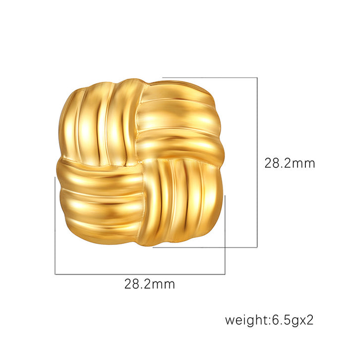 Pendientes de rayas cuadradas para mujer, pendientes ligeros de acero inoxidable de lujo