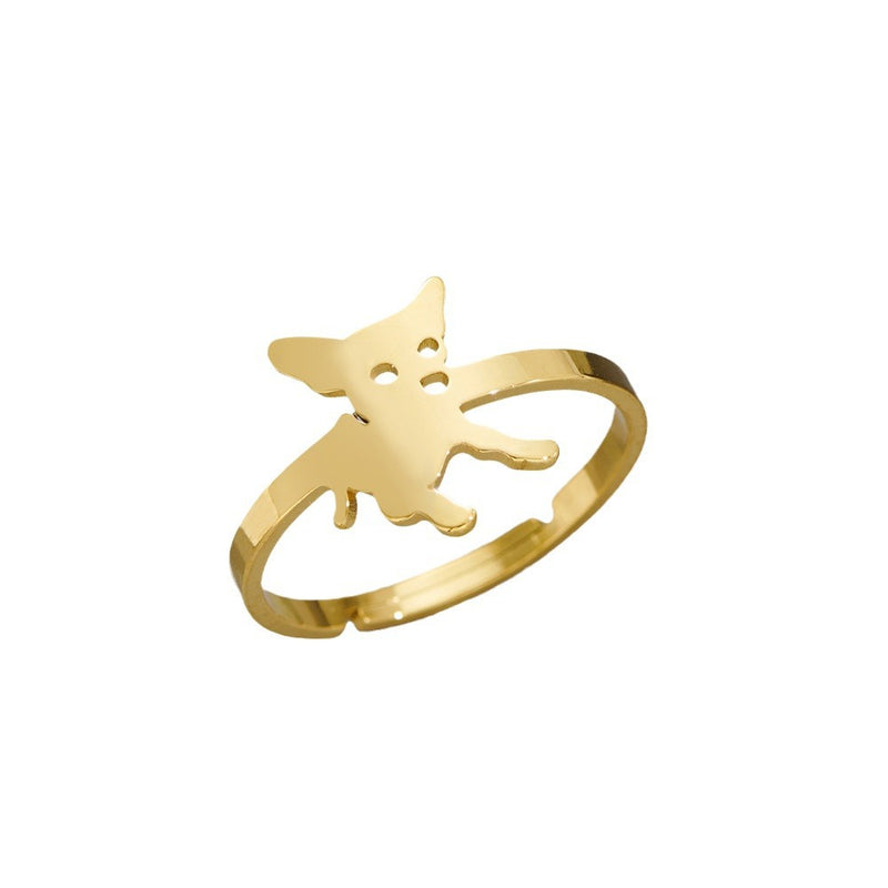 Stainless steel pet dog ring, niche design open animal ring wholesale