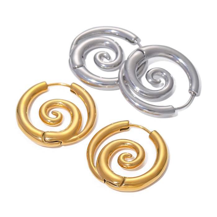 18K Gold Plated Stainless Steel Oversized Croissant Earrings - Fashionable Jewelry