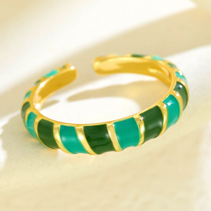 Wholesale copper droplet spliced colored striped open ring
