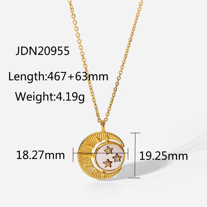 Stainless Steel Gold Plated Natural Stone Necklace - wallojewerly 