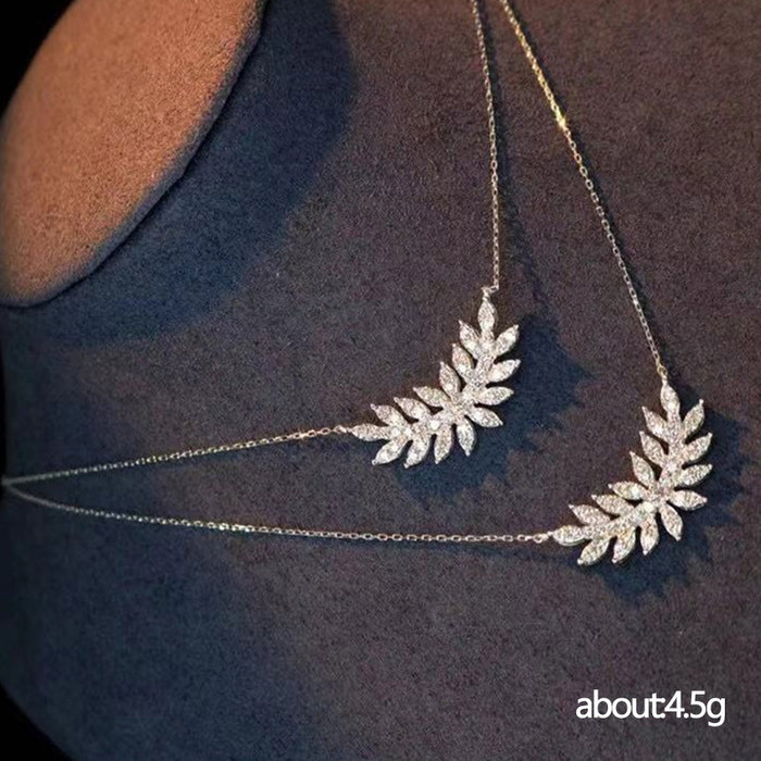 Feather necklace zircon clavicle chain European and American popular jewelry