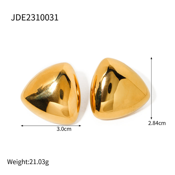 French Royal Style 18K Gold-Plated Stainless Steel Matte Brushed Floral Stud Earrings - High-End Design Jewelry