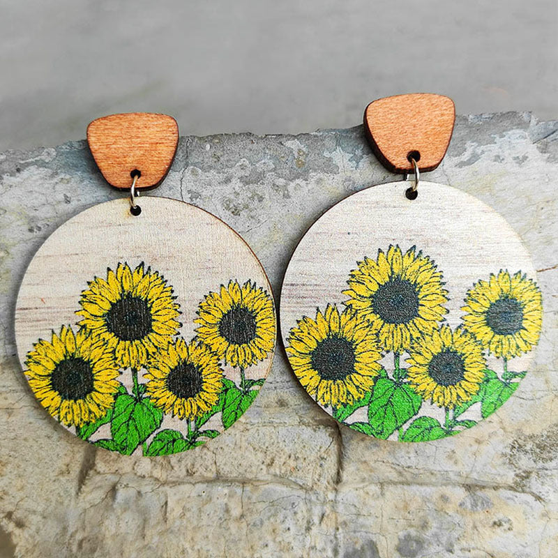 Pendientes de flores de madera