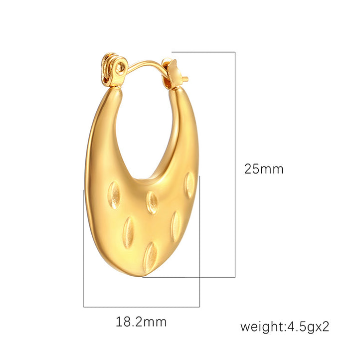 Stainless steel oval earrings simple light luxury women's earrings