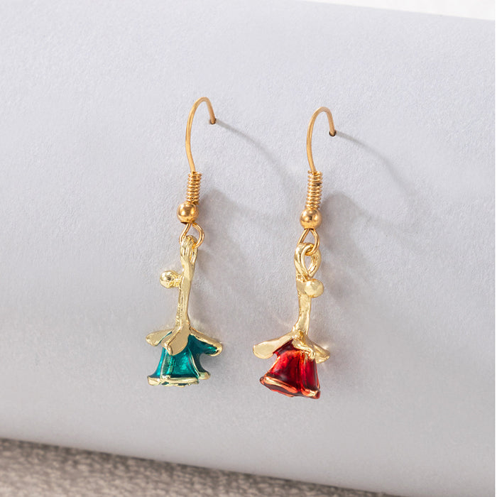 Colored oil drop rose ear hook geometric three-dimensional flower earrings