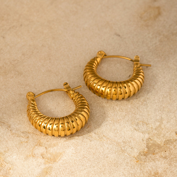 18K Gold Plated Stainless Steel Chunky Circle Earrings - Fashionable Jewelry