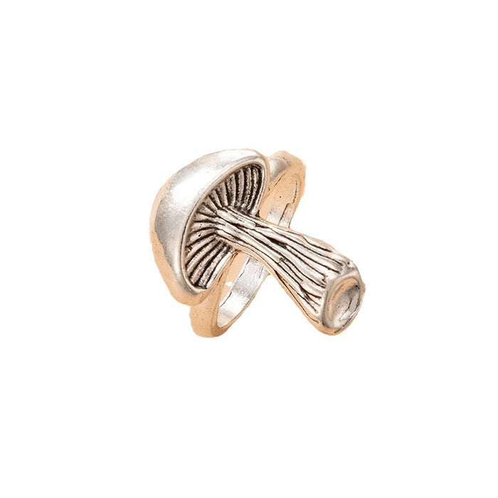 Silver geometric fish mushroom love ring single model