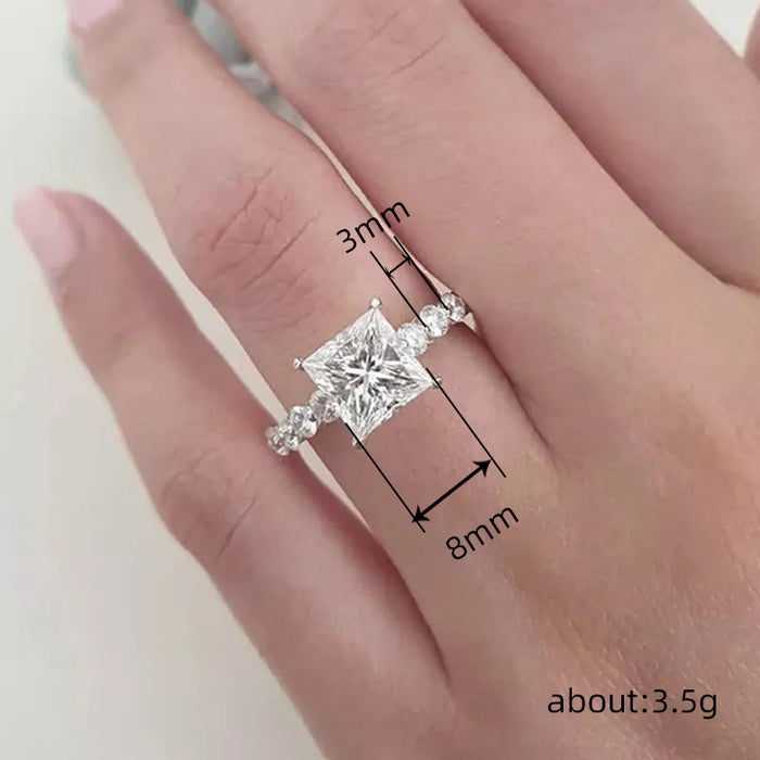 Square diamond zircon luxury ring for women proposal anniversary ring jewelry