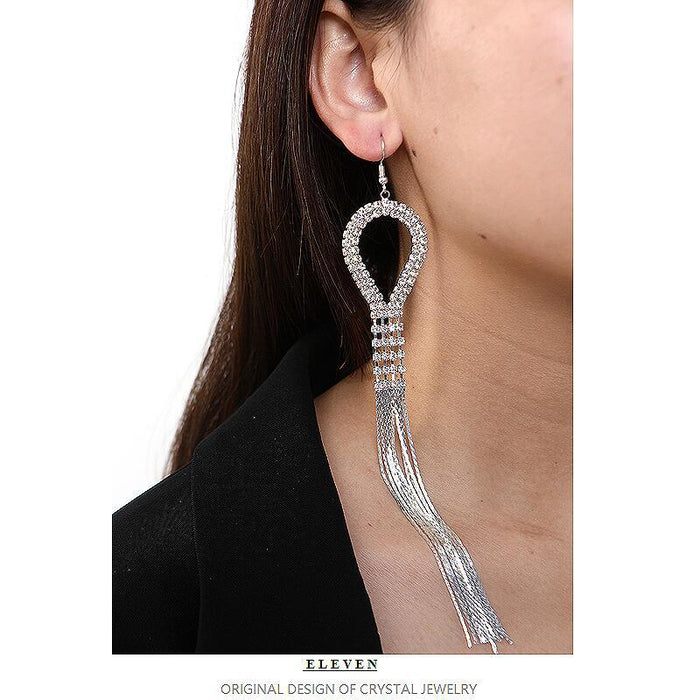 French Vintage Rhinestone Earrings - Sparkling Crystal Drop Jewelry for Women