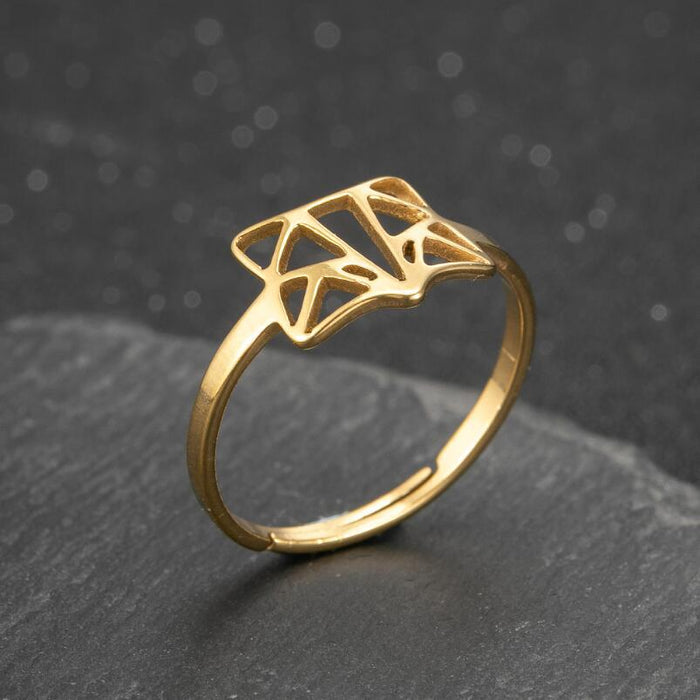 Geometric animal ring, stainless steel simple open ring wholesale